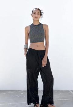 【ZARA】カットワーク エンブロイダリー キュロットパンツ ZARA】カットワークエンブロイダリー キュロットパンツ ボトムス