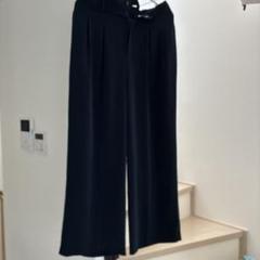 ユニクロ ドレープワイドストレートパンツ ネイビー ワイドパンツ 404685