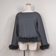 【メイドインヘブン】カットソー 黒 ファー ダチョウ 丸首 美品　y2k