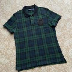 レア　ポロラルフローレン　立体エンブレムワッペン　チェック柄　ポロシャツXL