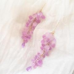 No.27　ハンドメイド　藤の花　ピアス/イヤリング