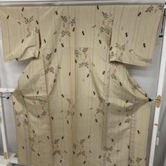 新品本場越後紬おしゃれ特選民芸絣正絹手縫い仕立上り単衣きもの仕様居敷当付