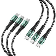 ① USB-C to USB-C ケーブル 1m+1m+2M 3本　　　急速充電