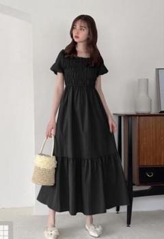 新品GRL フクレストライプバックリボンシャーリング切替ワンピース［tg826］