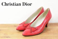 EG0047 Christian Dior ミドルヒール レッド 4 1/2