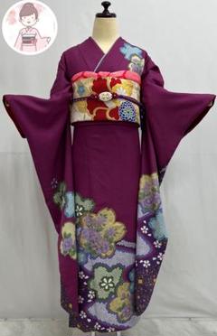 モノトーン 白×黒 金銀 絞り 染め分け 松竹梅 橘 振袖 着物・浴衣