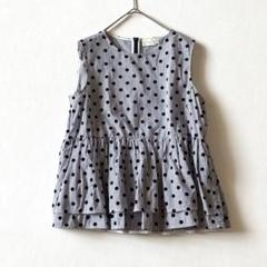 yori　ドットフロッキーダブルフレアブラウス　ブラック　38 半袖 ヨリ yori ドットフロッキーダブルフレアブラウス ブラック トップス