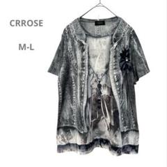 CRROSE 美品　重ね着風プリント半袖カットソー　Tシャツ　トップス　オシャレ