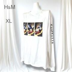 H＆M 長袖プルオーバー 　ミッキー ファンタジア プリント ロゴ　白　XL