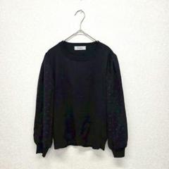 Rirandture ニット セーター 長袖 毛混合 ドット柄 長袖 黒 M