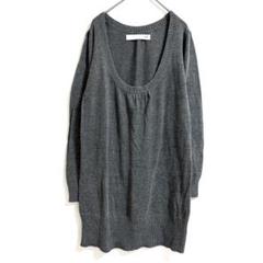 オニギリ　チュニックニット　Uネック　長袖　体型カバー　シンプル　無地