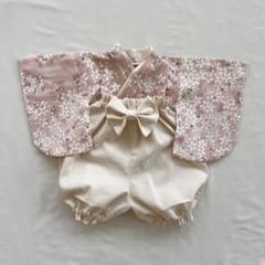 【即納】ベビー袴 バンドメイド 桜×生成り