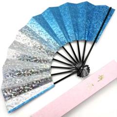 【箱付】舞扇子 青系ホログラム 29cm 美品 日本舞踊