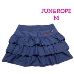 ⭐️JUN&ROPE インナー付き　ゴルフスカート　フリル　デニム風　青　M＊QG