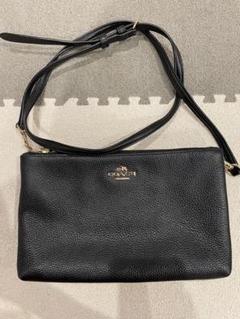 COACH ブラック レザー ショルダーバッグ