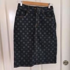 MARYQUANT マリークワント モノグラム デニムスカート タイト M MARYQUANT マリークワント デニムスカート スカート ブルー
