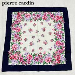 Pierre Cardin ピエールカルダン 花柄スカーフ 大判 透け感 ピンク Pierre Cardin ピエールカルダン 花柄スカーフ 大判 透け感