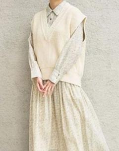 片畦ベスト / オーガニックコットン　PRISTINE UNISEX】5G片畦編み コットン×ポリエステル クルーネックベスト