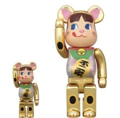 BE@RBRICK ベアブリック 招き猫 ペコちゃん 金メッキ 蓄光ミルキー 入のサムネイル