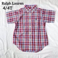 ラルフローレン 子ども服 半袖シャツ 綿100％ チェック キッズ 4/4T