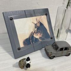 ハンドメイド フォトフレーム 写真立て ライトグレー