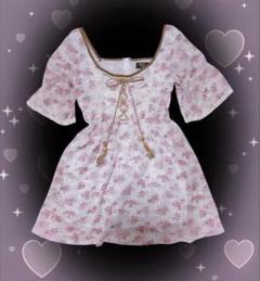 ♡LIZLISA風♡小花柄レースアップワンピ フェアリーグランジ 森
