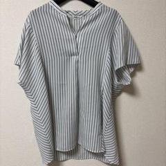 【希少　46サイズ】23区　ストライプ　半袖　シャツ　ブラウス　ピンタック　綿 trim_ofcrs_itemaa6448b608f411e