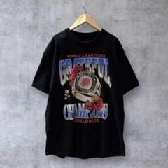 USA古着 バンドT調 ビッグプリント Tシャツ ローズ リング ブラック XL
