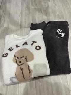 ジェラートピケ　ベビモコプルオーバー　ロングパンツ　セット　犬　パンダ　アイス ジェラートピケ ベビモコプルオーバー ロングパンツ セット 犬