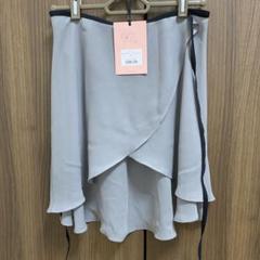 stina ブラックリボンラップスカート ショートグレー - メルカリ