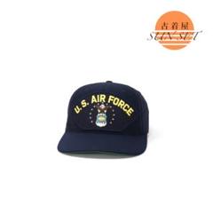 80s 米国製 ビンテージ キャップ ミリタリー 空軍 ワッペン ネイビー 刺繍