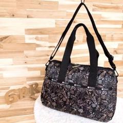 美品【レスポートサック】ボタニカル花柄 トートバッグ3wayショルダーバッグ 黒