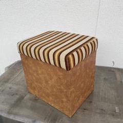 昭和レトロ ベロアストライプ収納ボックス メイクスツール 鏡台椅子