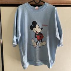 白足ミッキー スウェットTシャツ 水色 青 Sherry ディズニー