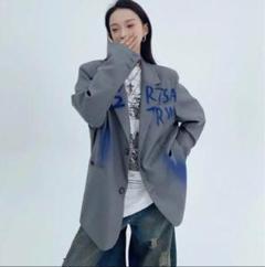【aurora boutique】オーバーサイズペイントジャケット　Mサイズ aurora boutique】オーバーサイズペイントジャケット Mサイズ