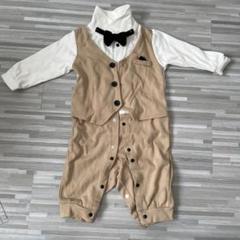 子供用　タキシード風服 ベージュ　カバーオール　結婚式　披露宴　ベビースーツ