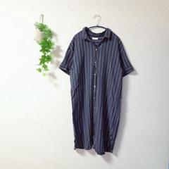 ［earth music&ecology］ストライプシャツワンピース(F)