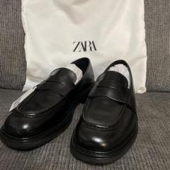 【新品未使用品】ZARA 本革 スクエア 変形ローファー WRINKLED LOOK BOOTS - Black | ZARA United States