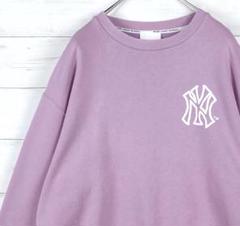 ニューヨークヤンキース　バックプリント　ワンポイントロゴ　MLB　パープル　M