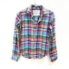 美品 フランクアンドアイリーン ギンガムチェックシャツ 洗える S ネイビー 綿 Frank&Eileen Frank＆Eileen【フランク＆アイリーン】チェック