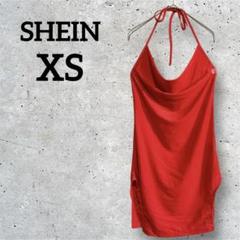 SHEIN シーイン【XS】レッド ノースリーブ ミニワンピース