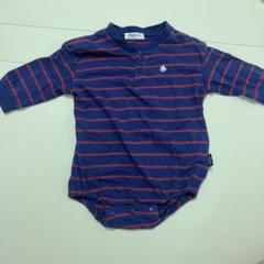 POLO Baby ストライプロンパース ネイビー/レッド 70