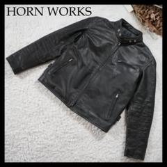 美品】HORN WORKS シングルライダースレザージャケット 3L 黒