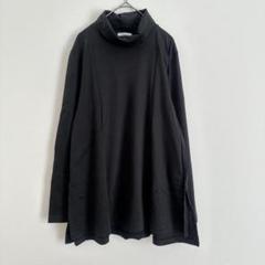 b1084【プラステ】M クロスジャージタートルネックTシャツ インナー 黒△
