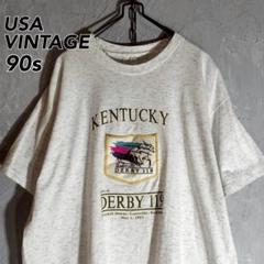 90s USA製 アート ビンテージ 馬 ターコイズ ケンタッキーダービー レア 90s・USA製】ケンタッキーダービー Tシャツ 競馬 馬 古着 - メルカリ
