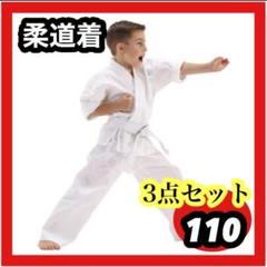 110キッズ　子供用　道着3点セット　空手　練習着　男女兼用　帯付き　習い事