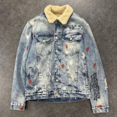ZARA ザラ ボア デニム ジャケット Gジャン ペイント/USED加工 M