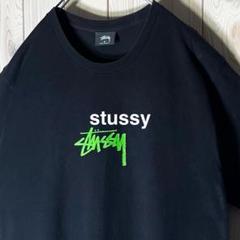 【M】ステューシー stussy センター ストックロゴ Tシャツ 黒
