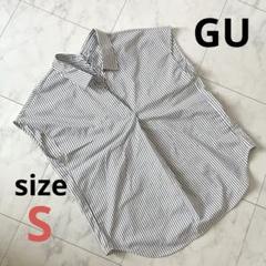 【GU】ストライプ　チュニック　シャツ　フレンチスリーブ　オーバーサイズゆったり