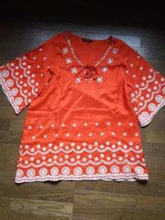 【絹100%】可愛いオレンジのチュニック☆Carlragazze☆新品未使用